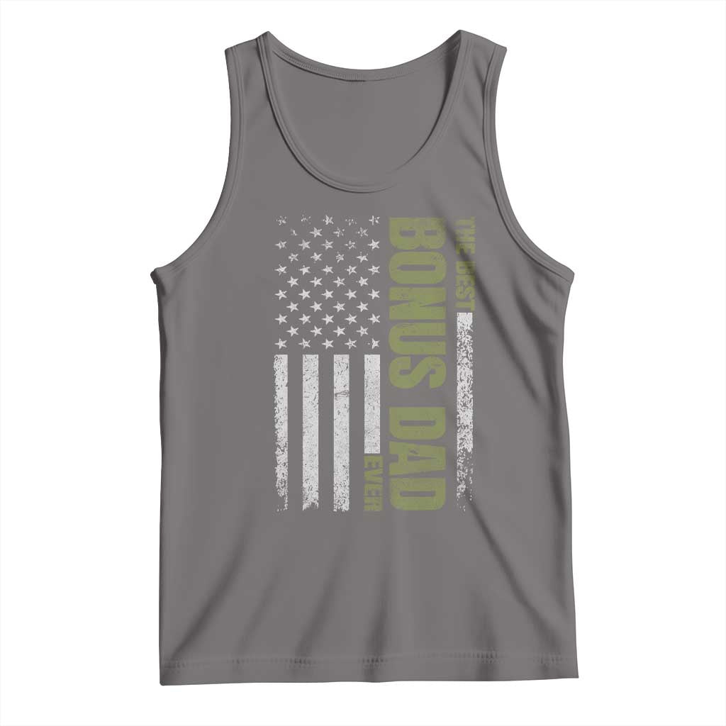 Bonus Dad Tank Top American Flag Best Bonus Dad Ever Fathers Day TS10 Deep Heather Print Your Wear