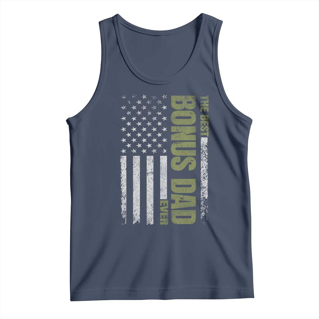 Bonus Dad Tank Top American Flag Best Bonus Dad Ever Fathers Day TS10 Navy Print Your Wear