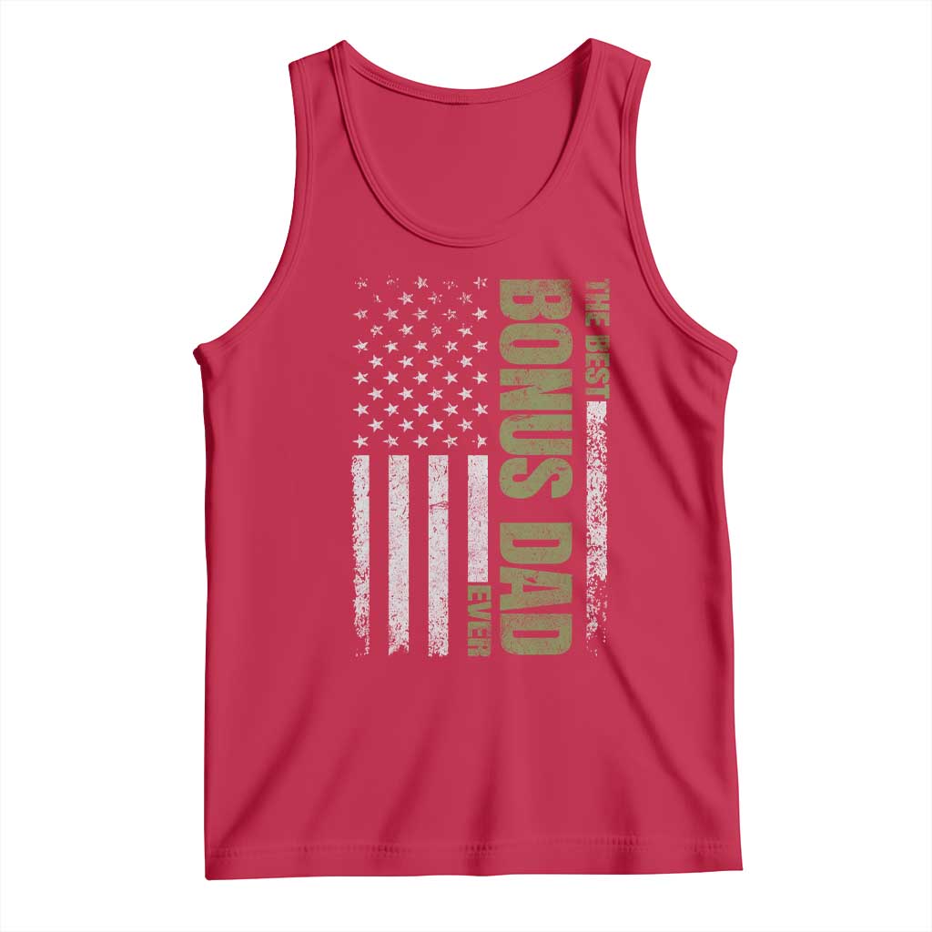 Bonus Dad Tank Top American Flag Best Bonus Dad Ever Fathers Day TS10 Red Print Your Wear