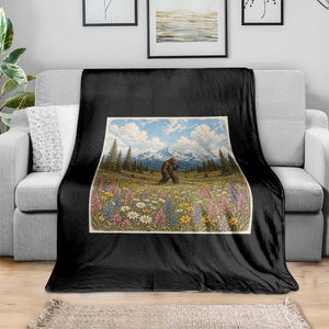 Retro Bigfoot Wildflower Throw Blanket Vintage Sasquatch Funny Cryptid TS10 Print Your Wear