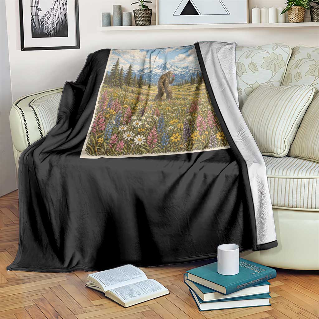 Retro Bigfoot Wildflower Throw Blanket Vintage Sasquatch Funny Cryptid TS10 Print Your Wear