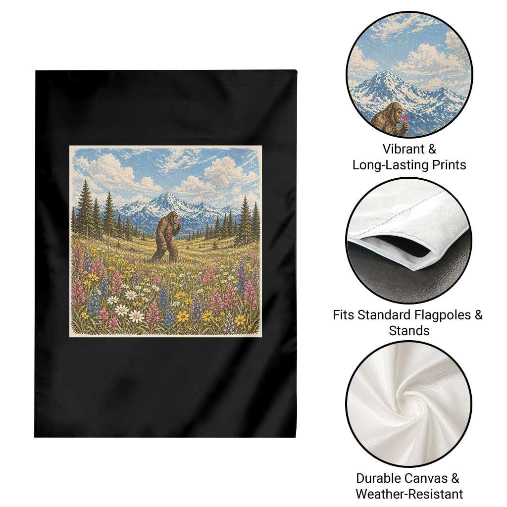 Retro Bigfoot Wildflower Garden Flag Vintage Sasquatch Funny Cryptid TS10 Print Your Wear