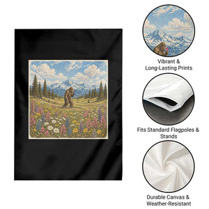 Retro Bigfoot Wildflower Garden Flag Vintage Sasquatch Funny Cryptid TS10 Print Your Wear