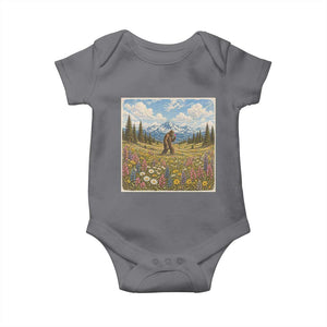 Retro Bigfoot Wildflower Baby Onesie Vintage Sasquatch Funny Cryptid TS10 Charcoal Print Your Wear