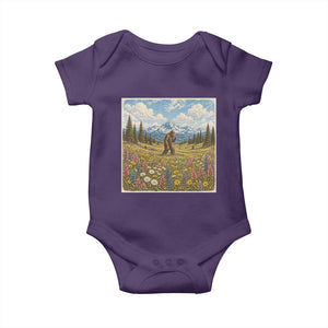 Retro Bigfoot Wildflower Baby Onesie Vintage Sasquatch Funny Cryptid TS10 Purple Print Your Wear
