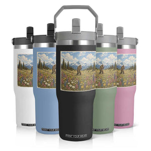 Retro Bigfoot Wildflower Flip Straw Tumbler Vintage Sasquatch Funny Cryptid TS10 Print Your Wear