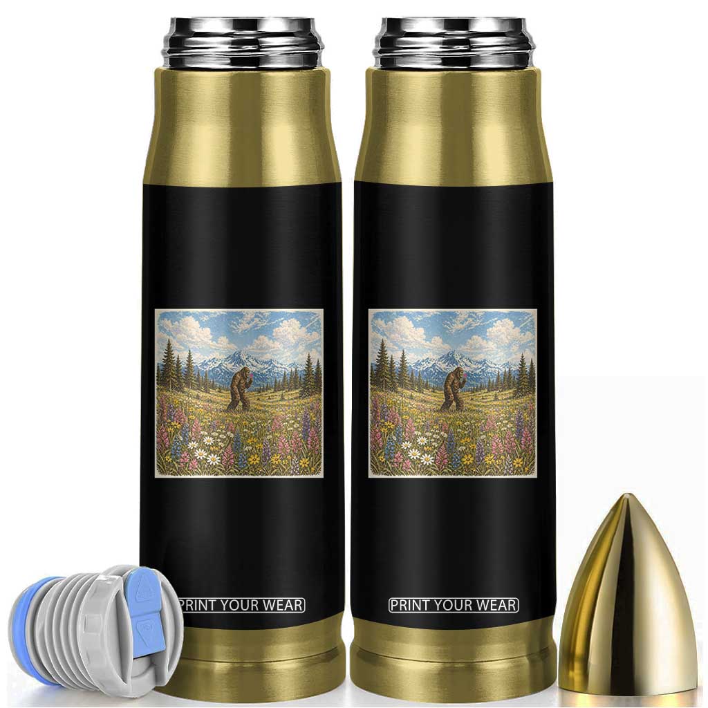 Retro Bigfoot Wildflower Bullet Tumbler Vintage Sasquatch Funny Cryptid TS10 Black Print Your Wear