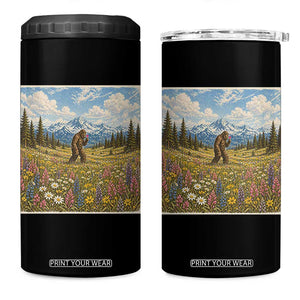 Retro Bigfoot Wildflower 4 in 1 Can Cooler Tumbler Vintage Sasquatch Funny Cryptid TS10 One Size: 16 oz Black Print Your Wear