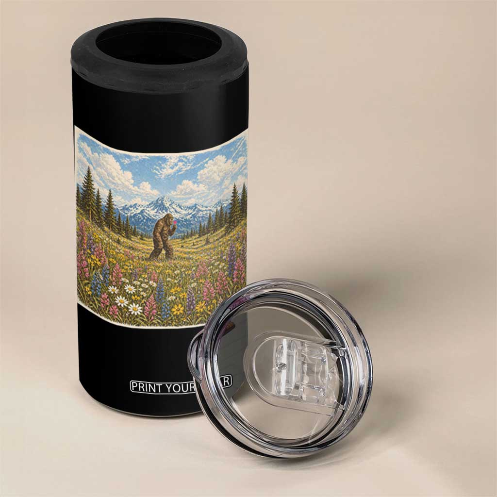 Retro Bigfoot Wildflower 4 in 1 Can Cooler Tumbler Vintage Sasquatch Funny Cryptid TS10 Print Your Wear