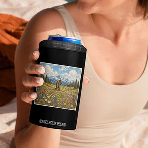 Retro Bigfoot Wildflower 4 in 1 Can Cooler Tumbler Vintage Sasquatch Funny Cryptid TS10 Print Your Wear