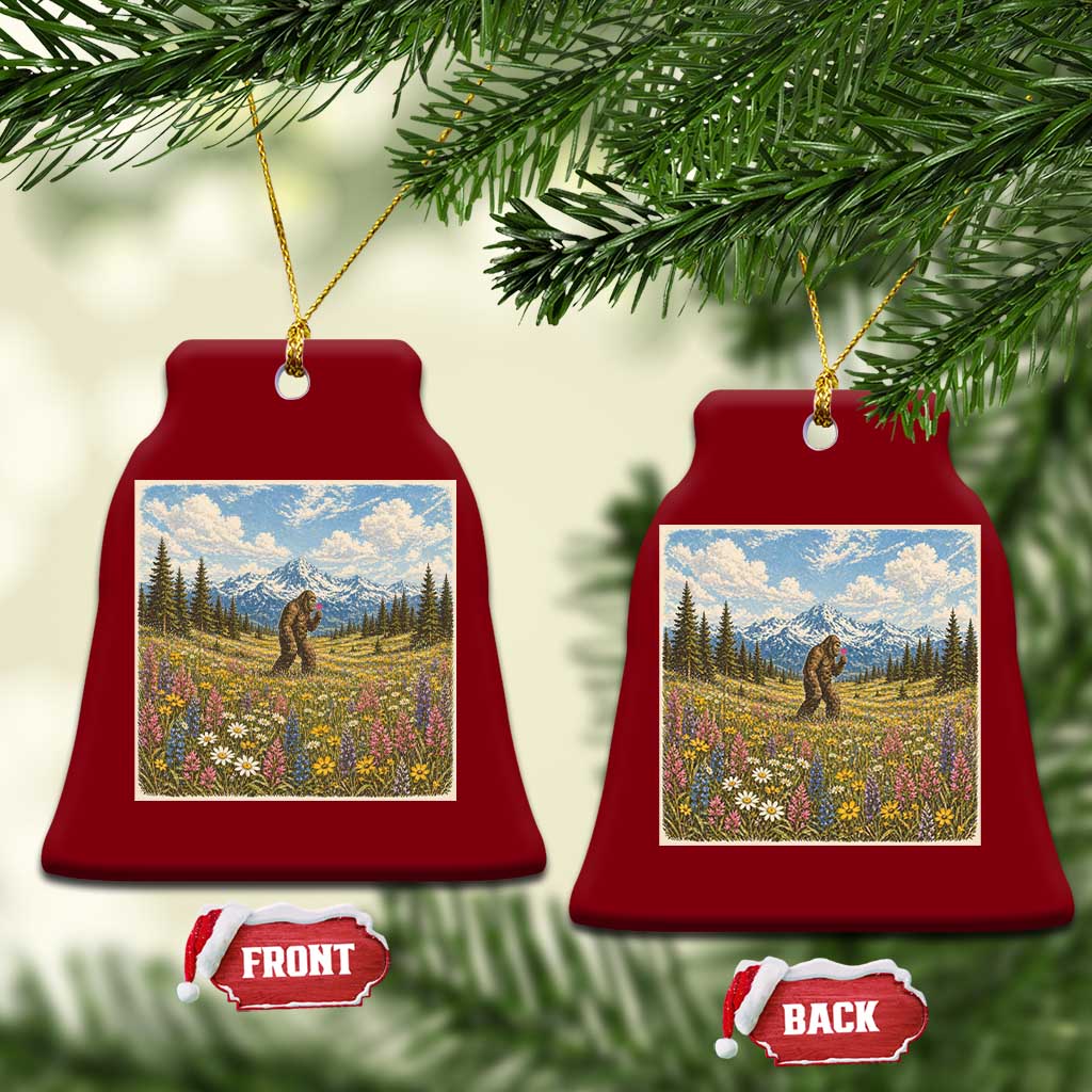 Retro Bigfoot Wildflower Ceramic Ornament Vintage Sasquatch Funny Cryptid TS10 Print Your Wear