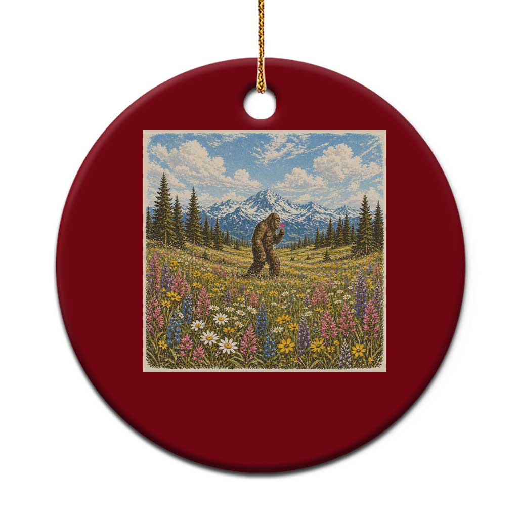 Retro Bigfoot Wildflower Ceramic Ornament Vintage Sasquatch Funny Cryptid TS10 1pc Red Print Your Wear
