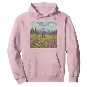 Retro Bigfoot Wildflower Hoodie Vintage Sasquatch Funny Cryptid TS10 Light Pink Print Your Wear