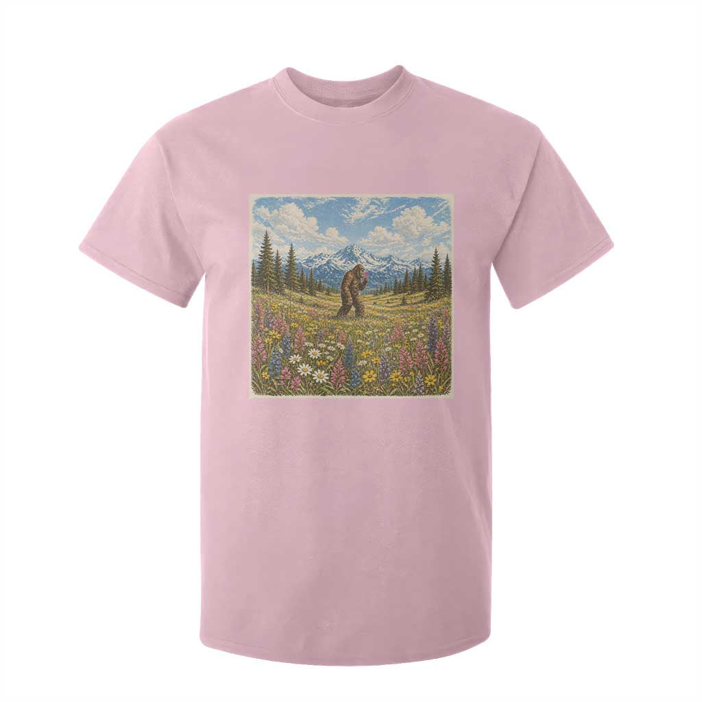 Retro Bigfoot Wildflower T Shirt For Kid Vintage Sasquatch Funny Cryptid TS10 Light Pink Print Your Wear