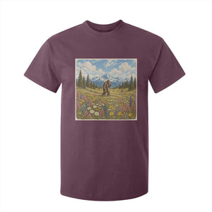 Retro Bigfoot Wildflower T Shirt For Kid Vintage Sasquatch Funny Cryptid TS10 Maroon Print Your Wear