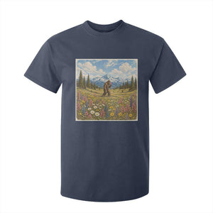 Retro Bigfoot Wildflower T Shirt For Kid Vintage Sasquatch Funny Cryptid TS10 Navy Print Your Wear