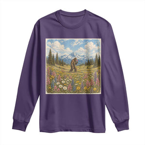 Retro Bigfoot Wildflower Long Sleeve Shirt Vintage Sasquatch Funny Cryptid TS10 Purple Print Your Wear