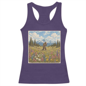 Retro Bigfoot Wildflower Racerback Tank Top Vintage Sasquatch Funny Cryptid TS10 Purple Print Your Wear