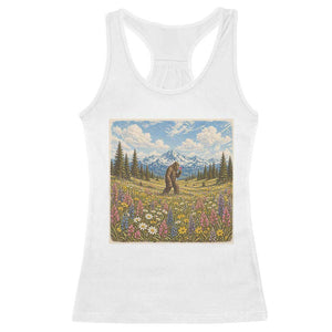 Retro Bigfoot Wildflower Racerback Tank Top Vintage Sasquatch Funny Cryptid TS10 White Print Your Wear