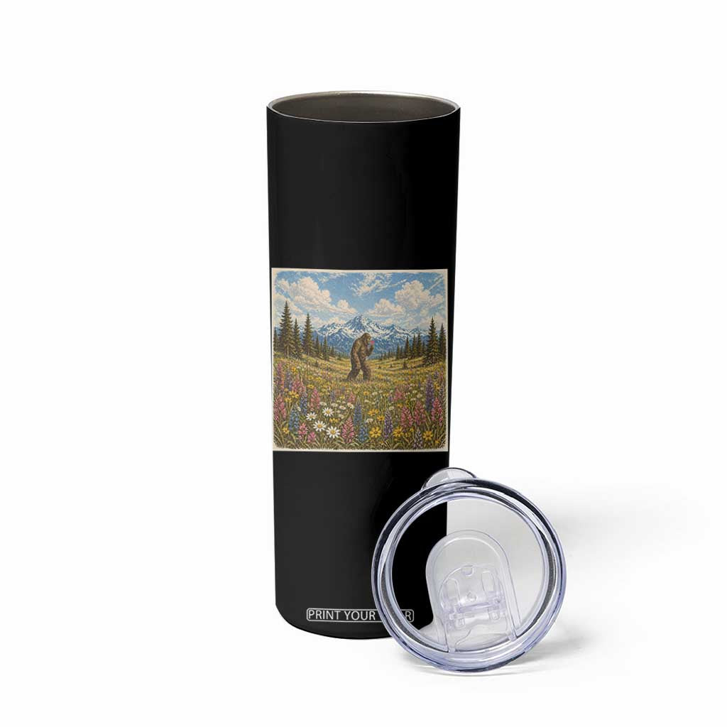 Retro Bigfoot Wildflower Skinny Tumbler Vintage Sasquatch Funny Cryptid TS10 Print Your Wear