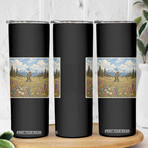 Retro Bigfoot Wildflower Skinny Tumbler Vintage Sasquatch Funny Cryptid TS10 Print Your Wear
