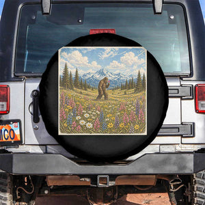 Retro Bigfoot Wildflower Spare Tire Cover Vintage Sasquatch Funny Cryptid TS10 No hole Black Print Your Wear