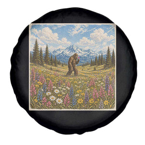 Retro Bigfoot Wildflower Spare Tire Cover Vintage Sasquatch Funny Cryptid TS10 Print Your Wear