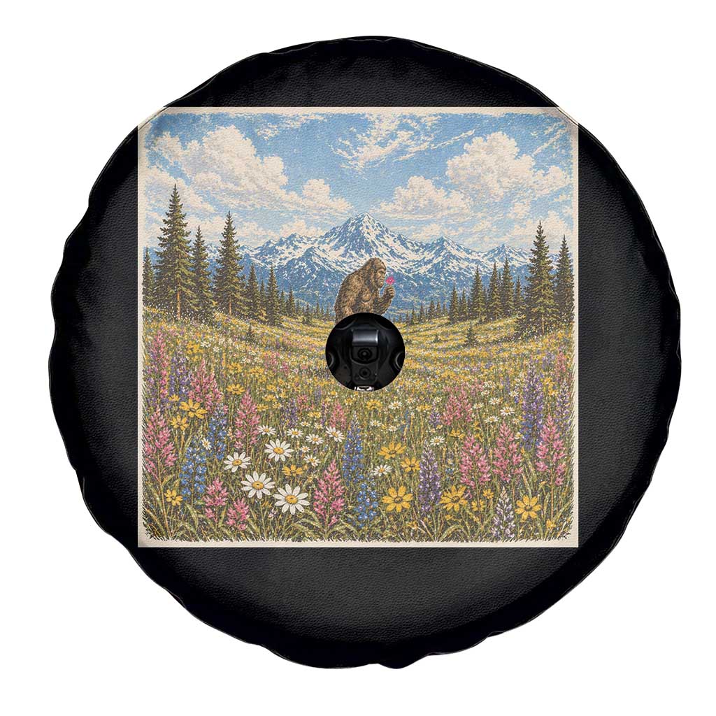 Retro Bigfoot Wildflower Spare Tire Cover Vintage Sasquatch Funny Cryptid TS10 Print Your Wear