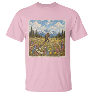 Retro Bigfoot Wildflower T Shirt Vintage Sasquatch Funny Cryptid TS10 Light Pink Print Your Wear