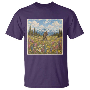 Retro Bigfoot Wildflower T Shirt Vintage Sasquatch Funny Cryptid TS10 Purple Print Your Wear