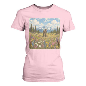 Retro Bigfoot Wildflower T Shirt For Women Vintage Sasquatch Funny Cryptid TS10 Light Pink Print Your Wear