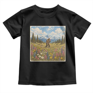 Retro Bigfoot Wildflower Toddler T Shirt Vintage Sasquatch Funny Cryptid TS10 Black Print Your Wear