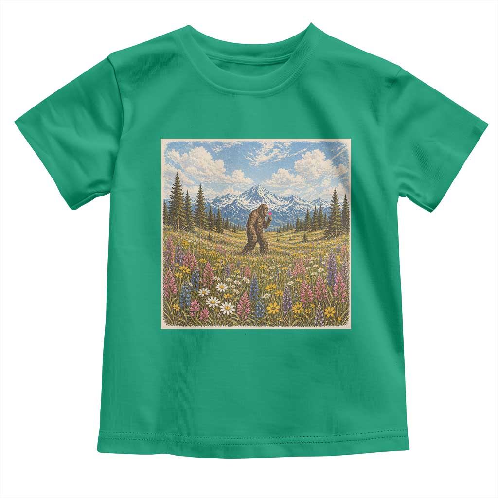 Retro Bigfoot Wildflower Toddler T Shirt Vintage Sasquatch Funny Cryptid TS10 Irish Green Print Your Wear