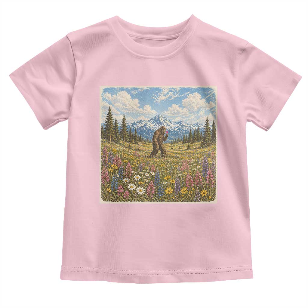 Retro Bigfoot Wildflower Toddler T Shirt Vintage Sasquatch Funny Cryptid TS10 Light Pink Print Your Wear