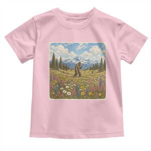 Retro Bigfoot Wildflower Toddler T Shirt Vintage Sasquatch Funny Cryptid TS10 Light Pink Print Your Wear