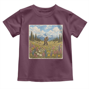 Retro Bigfoot Wildflower Toddler T Shirt Vintage Sasquatch Funny Cryptid TS10 Maroon Print Your Wear
