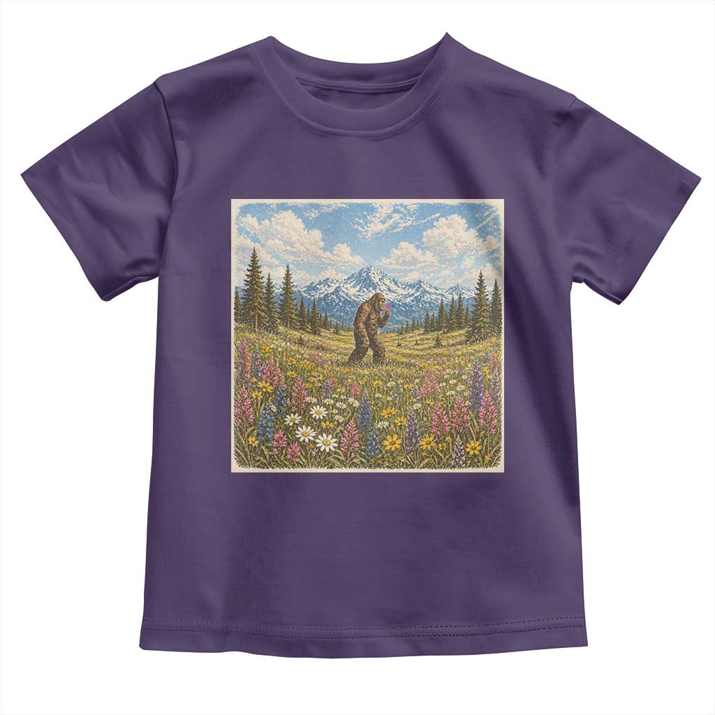 Retro Bigfoot Wildflower Toddler T Shirt Vintage Sasquatch Funny Cryptid TS10 Purple Print Your Wear