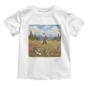 Retro Bigfoot Wildflower Toddler T Shirt Vintage Sasquatch Funny Cryptid TS10 White Print Your Wear