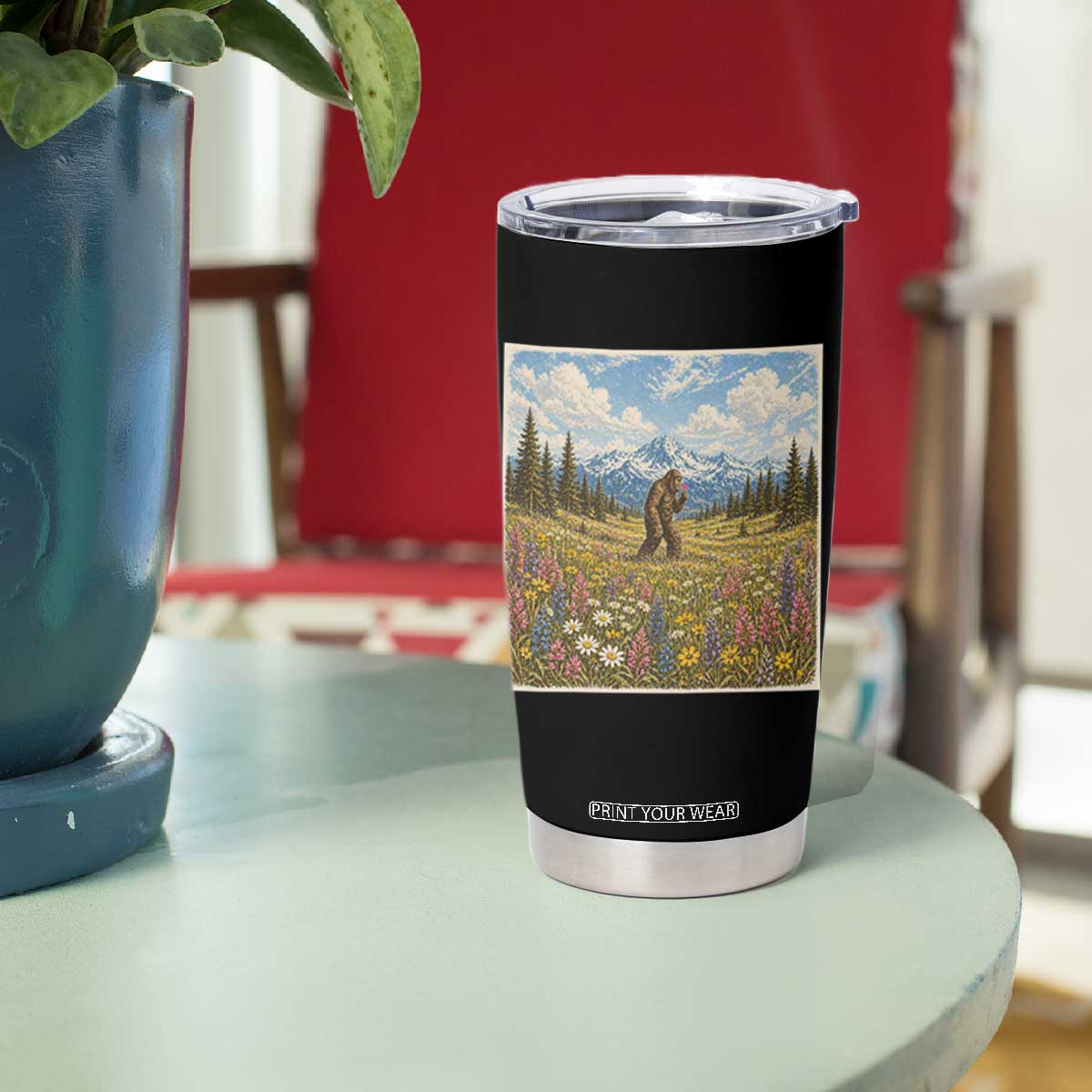 Retro Bigfoot Wildflower Tumbler Cup Vintage Sasquatch Funny Cryptid TS10 Print Your Wear