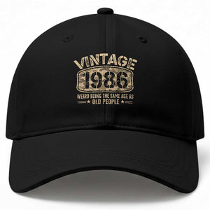 40th Birthday Gift For Men Baseball Cap Retro Camo 1986 Weird Being The Same Age As Old People TS10 Print Your Wear