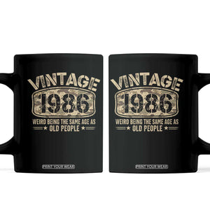 40th Birthday Gift For Men Coffee Mug Retro Camo 1986 Weird Being The Same Age As Old People TS10 Black Print Your Wear