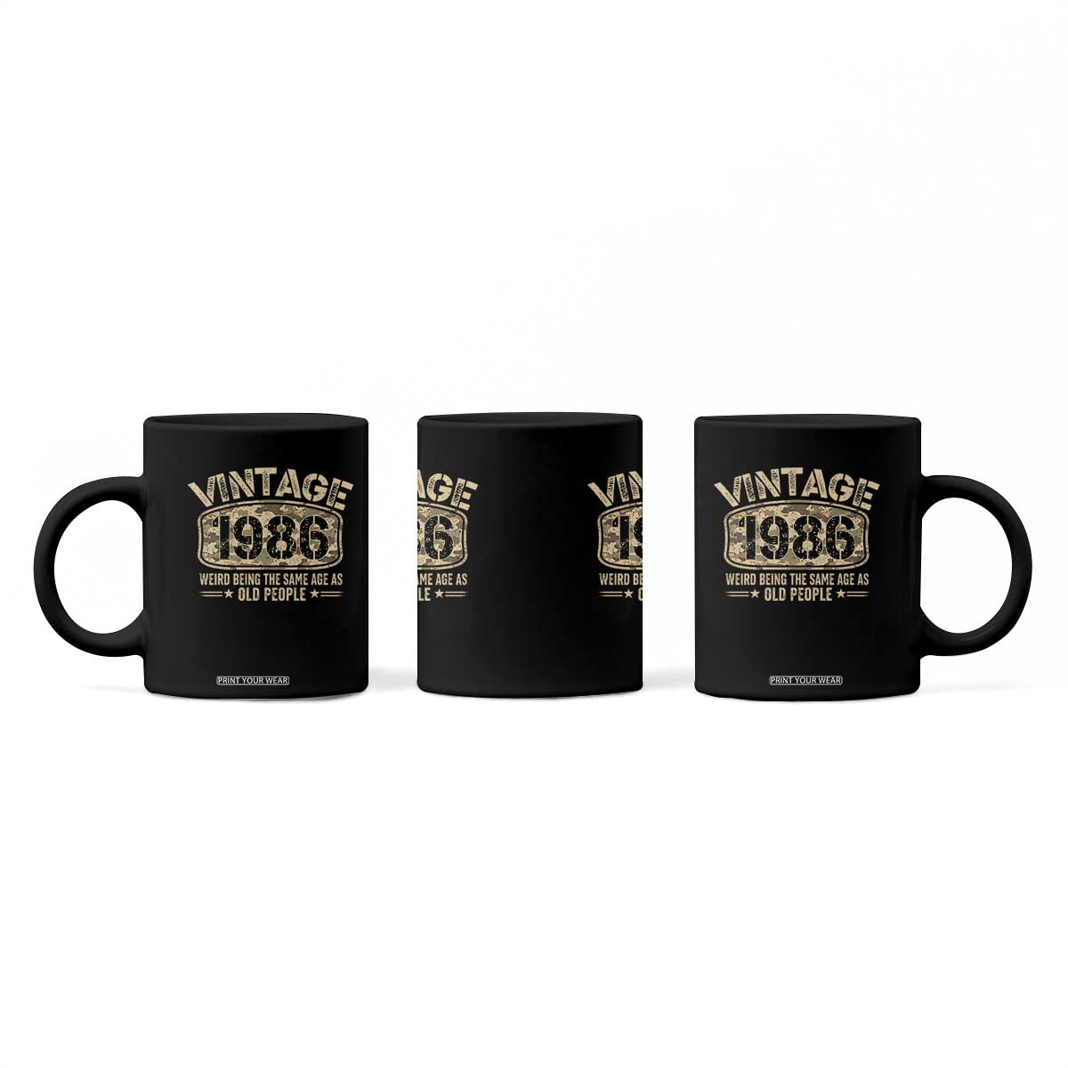 40th Birthday Gift For Men Coffee Mug Retro Camo 1986 Weird Being The Same Age As Old People TS10 Print Your Wear