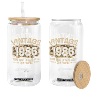 40th Birthday Gift For Men Glass Can Retro Camo 1986 Weird Being The Same Age As Old People TS10 Print Your Wear