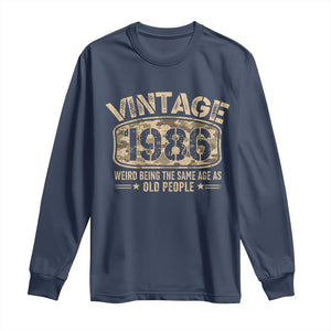 40th Birthday Gift For Men Long Sleeve Shirt Retro Camo 1986 Weird Being The Same Age As Old People TS10 Navy Print Your Wear