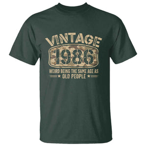 40th Birthday Gift For Men T Shirt Retro Camo 1986 Weird Being The Same Age As Old People TS10 Dark Forest Green Print Your Wear