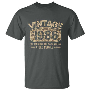 40th Birthday Gift For Men T Shirt Retro Camo 1986 Weird Being The Same Age As Old People TS10 Dark Heather Print Your Wear
