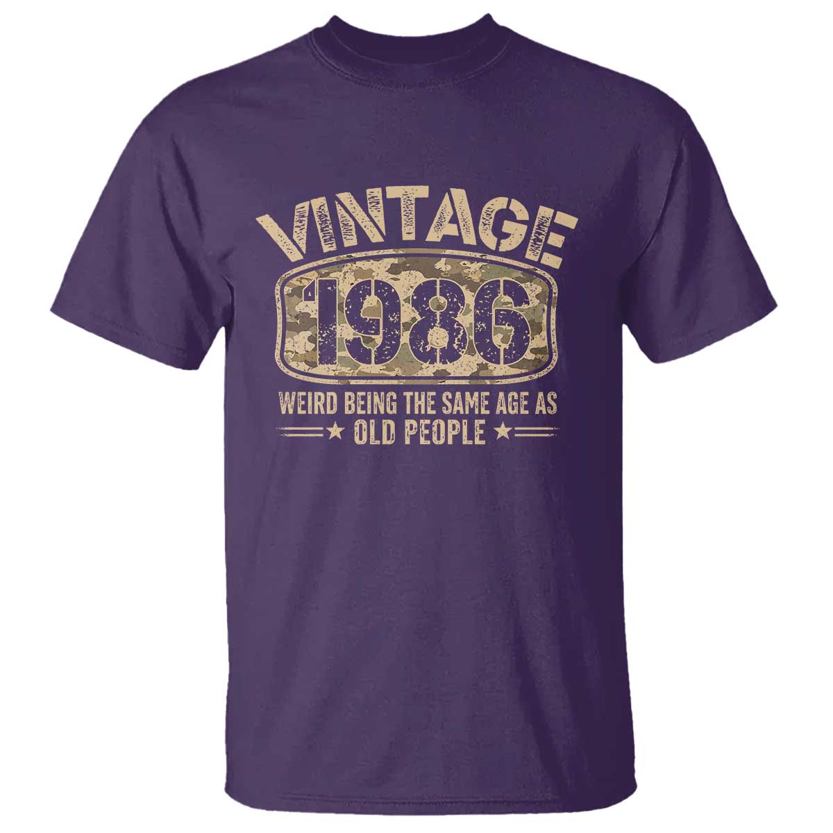 40th Birthday Gift For Men T Shirt Retro Camo 1986 Weird Being The Same Age As Old People TS10 Purple Print Your Wear