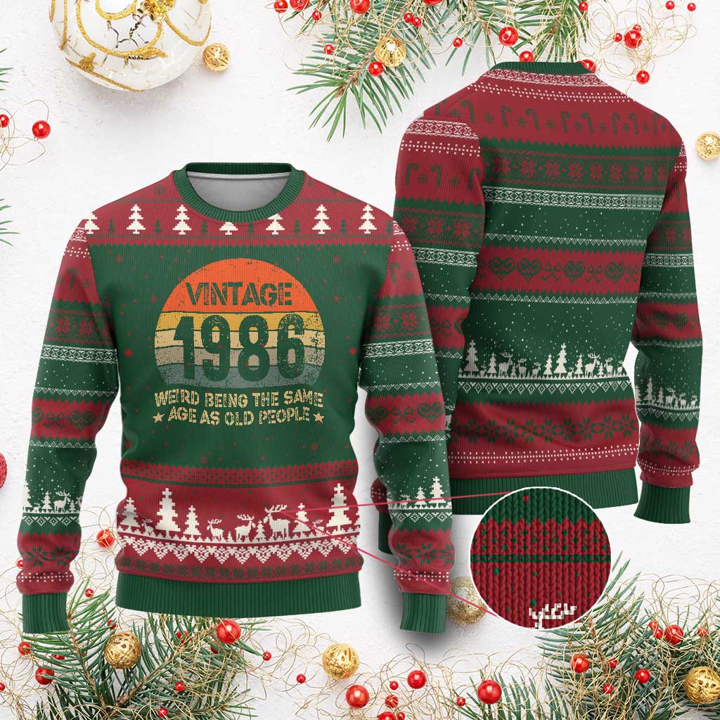 40th Birthday Ugly Christmas Sweater Retro 1986 Weird Being The Same Age As Old People TS10 Red Green Print Your Wear