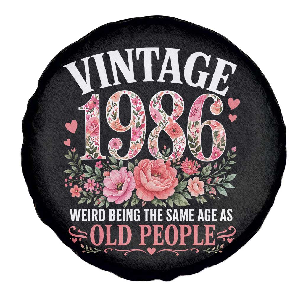 40th Birthday Gifts For Her Spare Tire Cover Floral 1986 Weird Being The Same Age As Old People TS10 Print Your Wear