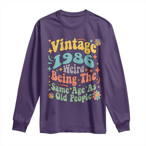Funny 40th Birthday Long Sleeve Shirt Retro Groovy 1986 Weird Being The Same Age As Old People TS10 Purple Print Your Wear